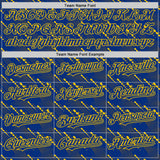 Custom Royal Yellow 3D Pattern Design Slant Lines Authentic Baseball Jersey