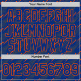 Custom Royal Orange 3D Pattern Design Slant Lines Authentic Baseball Jersey