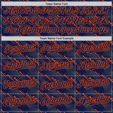 Custom Navy Orange 3D Pattern Design Slant Lines Authentic Baseball Jersey