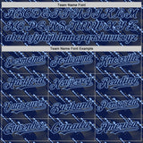 Custom Navy Light Blue 3D Pattern Design Slant Lines Authentic Baseball Jersey