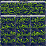 Custom Navy Neon Green 3D Pattern Design Slant Lines Authentic Baseball Jersey