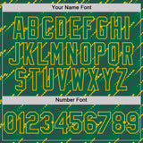 Custom Kelly Green-Gold 3D Pattern Design Slant Lines Authentic Baseball Jersey