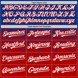Custom Royal White-Red 3D Pattern Design Gradient Square Shapes Authentic Baseball Jersey