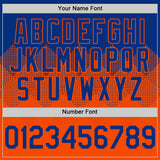 Custom Royal Orange 3D Pattern Design Gradient Square Shapes Authentic Baseball Jersey