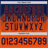 Custom Navy Orange 3D Pattern Design Gradient Square Shapes Authentic Baseball Jersey