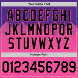 Custom Purple Black-Pink 3D Pattern Design Gradient Square Shapes Authentic Baseball Jersey