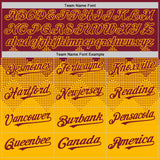 Custom Crimson Gold 3D Pattern Design Gradient Square Shapes Authentic Baseball Jersey