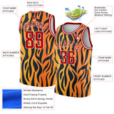 Custom Gold Red-Black 3D Pattern Design Tiger Prints Authentic Basketball Jersey