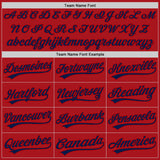 Custom Graffiti Pattern Navy-Red 3D Scratch Authentic Baseball Jersey