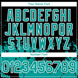 Custom Black Teal-White 3D Pattern Design Abstract Splash Grunge Art Authentic Baseball Jersey