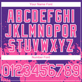 Custom Purple Pink-White 3D Pattern Design Abstract Splash Grunge Art Authentic Baseball Jersey