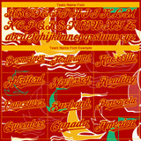 Custom Red Gold 3D Pattern Design Sailing Boats Authentic Baseball Jersey