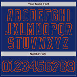 Custom Royal Orange 3D Pattern Design Abstract Network Authentic Baseball Jersey