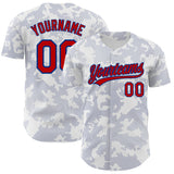 Custom White Red-Royal 3D Pattern Design Curve Lines Authentic Baseball Jersey
