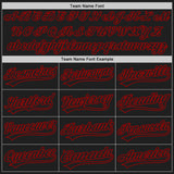 Custom Black Red 3D Pattern Design Curve Lines Authentic Baseball Jersey