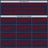 Custom Navy Red 3D Pattern Design Curve Lines Authentic Baseball Jersey