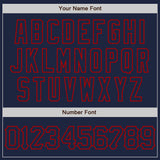 Custom Navy Red 3D Pattern Design Curve Lines Authentic Baseball Jersey