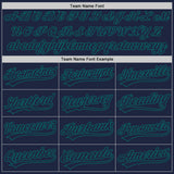 Custom Navy Teal 3D Pattern Design Curve Lines Authentic Baseball Jersey