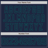 Custom Navy Teal 3D Pattern Design Curve Lines Authentic Baseball Jersey