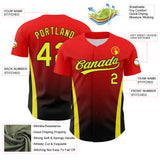 Custom Red Neon Yellow-Black 3D Pattern Design Side Stripes Authentic Baseball Jersey