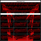 Custom Black Red 3D Pattern Design Side Sharp Edges Authentic Baseball Jersey