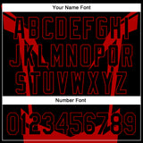 Custom Black Red 3D Pattern Design Side Sharp Edges Authentic Baseball Jersey