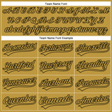 Custom Old Gold Black 3D Pattern Design Side Panel Stripes Authentic Baseball Jersey