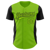 Custom Neon Green Black 3D Pattern Design Side Panel Stripes Authentic Baseball Jersey