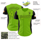 Custom Neon Green Black 3D Pattern Design Side Panel Stripes Authentic Baseball Jersey