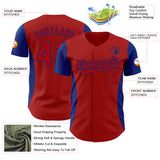 Custom Red Royal 3D Pattern Design Side Panel Stripes Authentic Baseball Jersey