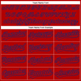 Custom Red Royal 3D Pattern Design Side Panel Stripes Authentic Baseball Jersey