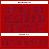 Custom Red Royal 3D Pattern Design Side Panel Stripes Authentic Baseball Jersey