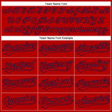 Custom Red Navy 3D Pattern Design Side Panel Stripes Authentic Baseball Jersey