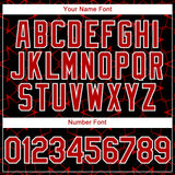 Custom Black Red-White 3D Pattern Design Star Lines Authentic Baseball Jersey