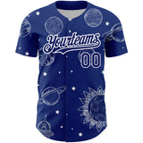 Custom Royal White 3D Pattern Design Planets Authentic Baseball Jersey