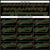 Custom Black Kelly Green-Orange 3D Pattern Design Curve Solid Authentic Baseball Jersey