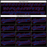 Custom Black Royal-Red 3D Pattern Design Curve Solid Authentic Baseball Jersey