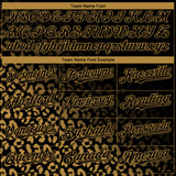 Custom Black Old Gold 3D Pattern Design Leopard Print Fade Fashion Authentic Baseball Jersey