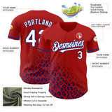 Custom Red White-Royal 3D Pattern Design Leopard Print Fade Fashion Authentic Baseball Jersey