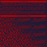 Custom Navy Red 3D Pattern Design Leopard Print Fade Fashion Authentic Baseball Jersey