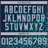 Custom Navy Gray-Teal 3D Pattern Design Leopard Print Fade Fashion Authentic Baseball Jersey