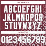 Custom Burgundy White-Gray 3D Pattern Design Leopard Print Fade Fashion Authentic Baseball Jersey
