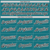 Custom TealBlack Pinstripe Black-White Authentic Baseball Jersey