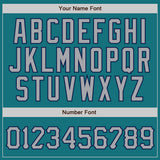 Custom Teal Gray Pinstripe Gray-Navy Authentic Baseball Jersey