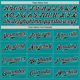 Custom Aqua Black-White Authentic Baseball Jersey