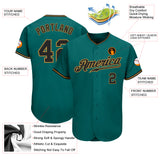 Custom Teal Black-Old Gold Authentic Baseball Jersey