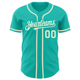 Custom Aqua Cream Authentic Baseball Jersey