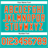 Custom Aqua White Pinstripe Orange Authentic Baseball Jersey