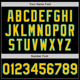 Custom Black Yellow-Teal 3 Colors Arm Shapes Authentic Baseball Jersey