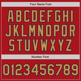 Custom Red Old Gold-Navy 3 Colors Arm Shapes Authentic Baseball Jersey